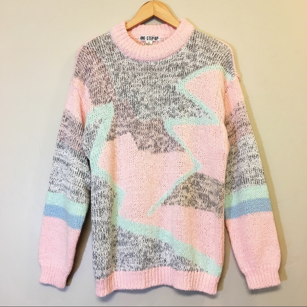 Vintage Oversized Geometric Knit Sweater